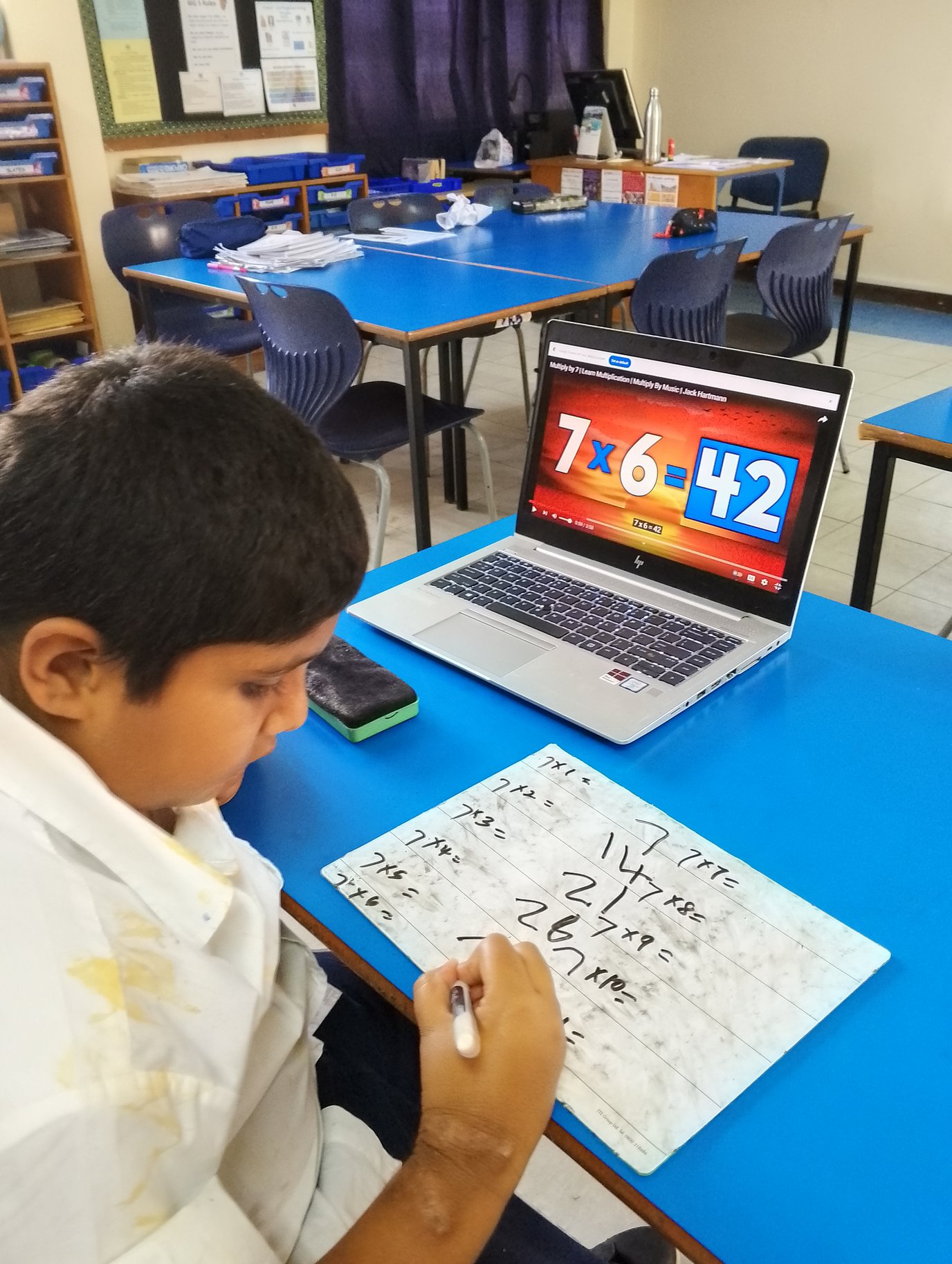 Burhan is having fun practising his 7 times tables..jpg