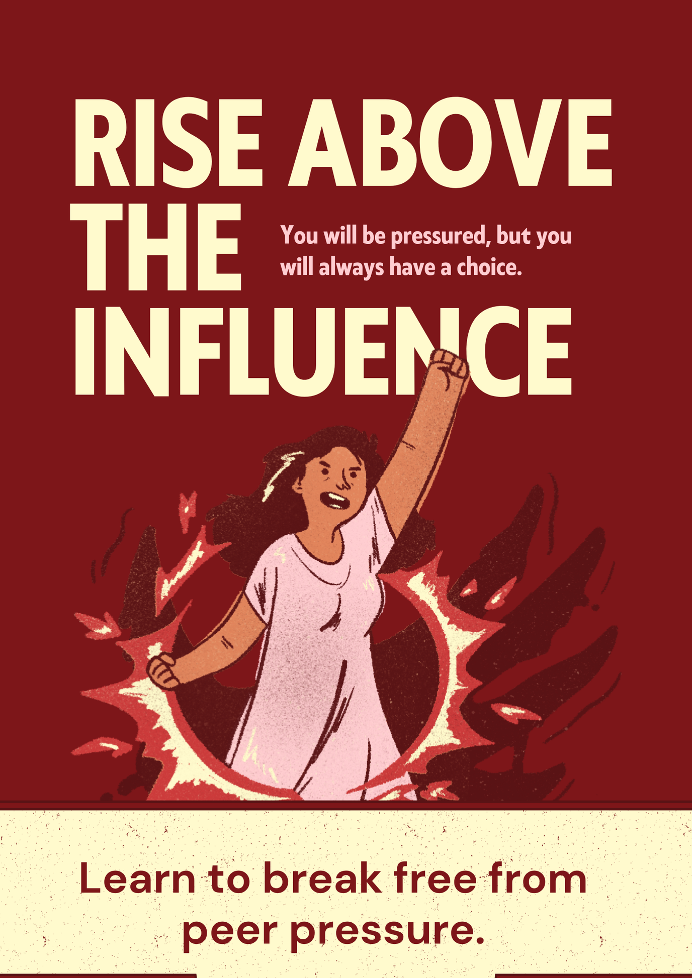 Encourage Positive Behaviours Drug Awareness Poster in Red Yellow Pink Conceptual Editorial Style.png