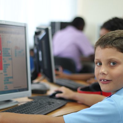 Child using a computer